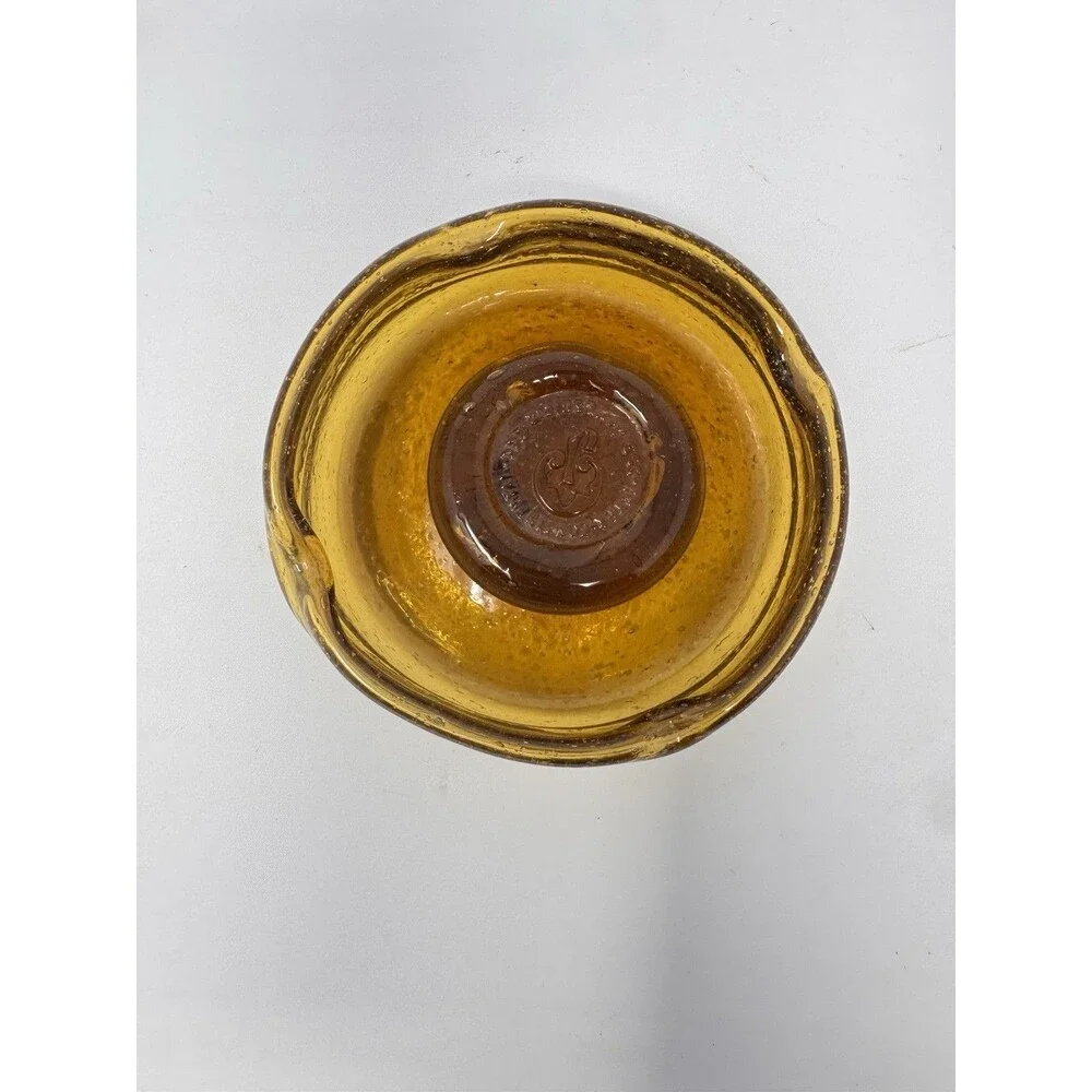 Vintage Amber Glass Ashtray with Logo MCM 4”